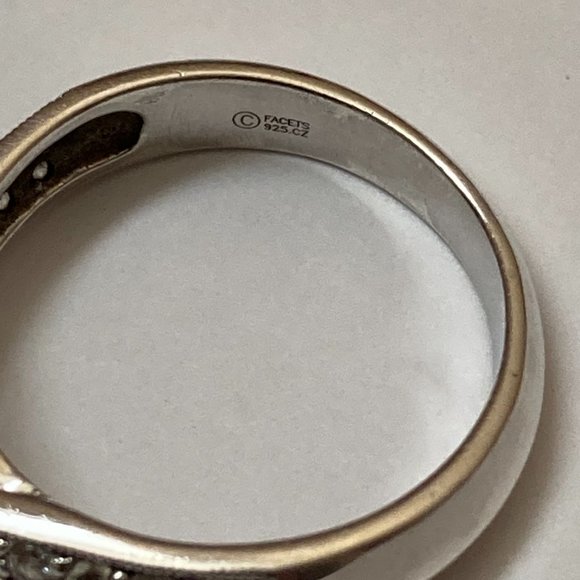 Sterling Silver CZ Wedding Band Set - Picture 6 of 8